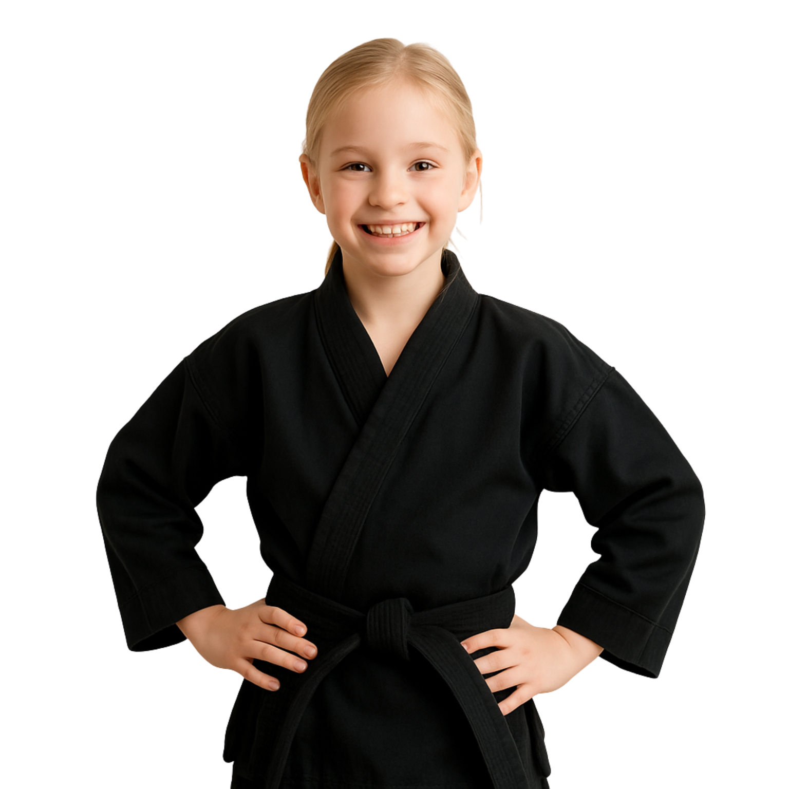 Young girl standing strong in karate gi