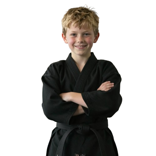 Ninja Kids student in black uniform — ages 8 to 11