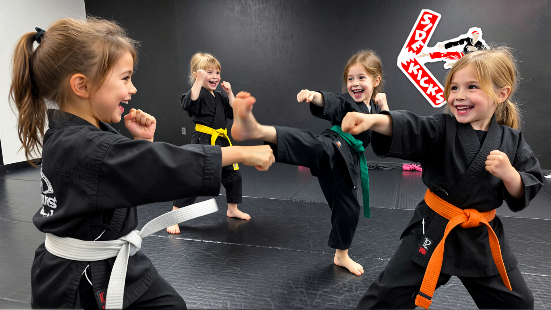 Kids practicing martial arts at Side Kicks Karate