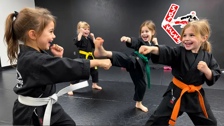 Little Dragons sparring with smiles
